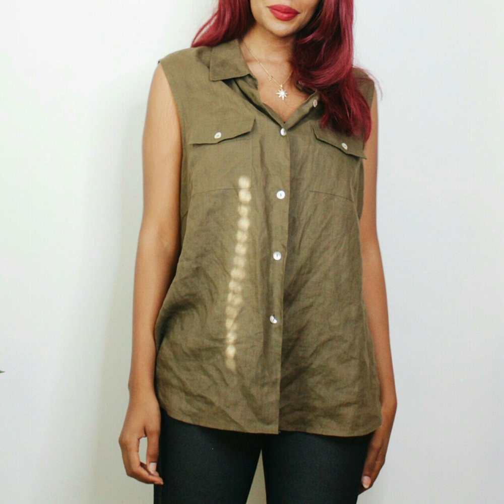 Oversized Sleeveless Button Down Top